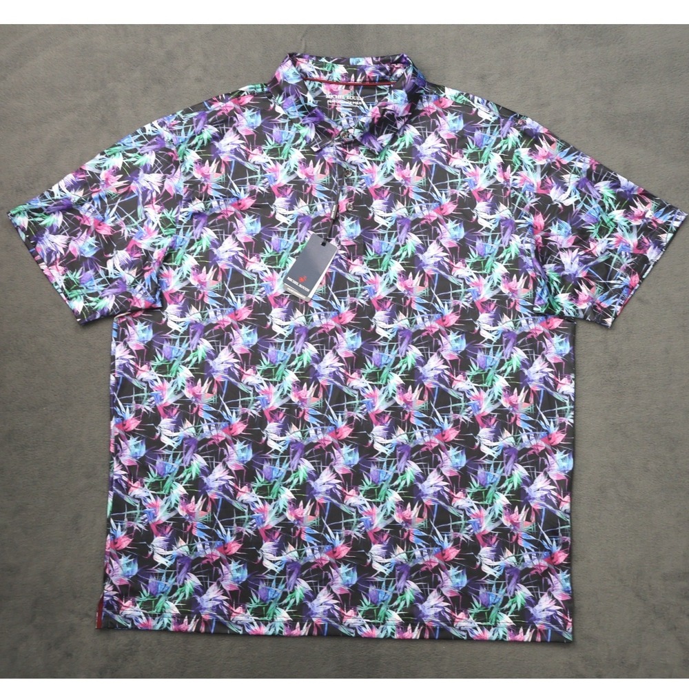 Michel Rouen Performance Polo Mens 2XL Multicolor New Floral Tropical Golf Shirt
